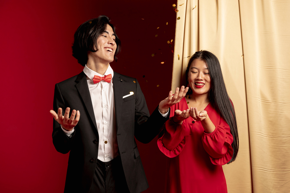 Asian celebrating